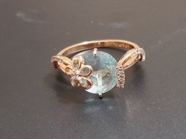 Ring mit Zirkonia, vergoldet 585, 2.8g, size 9 (59)