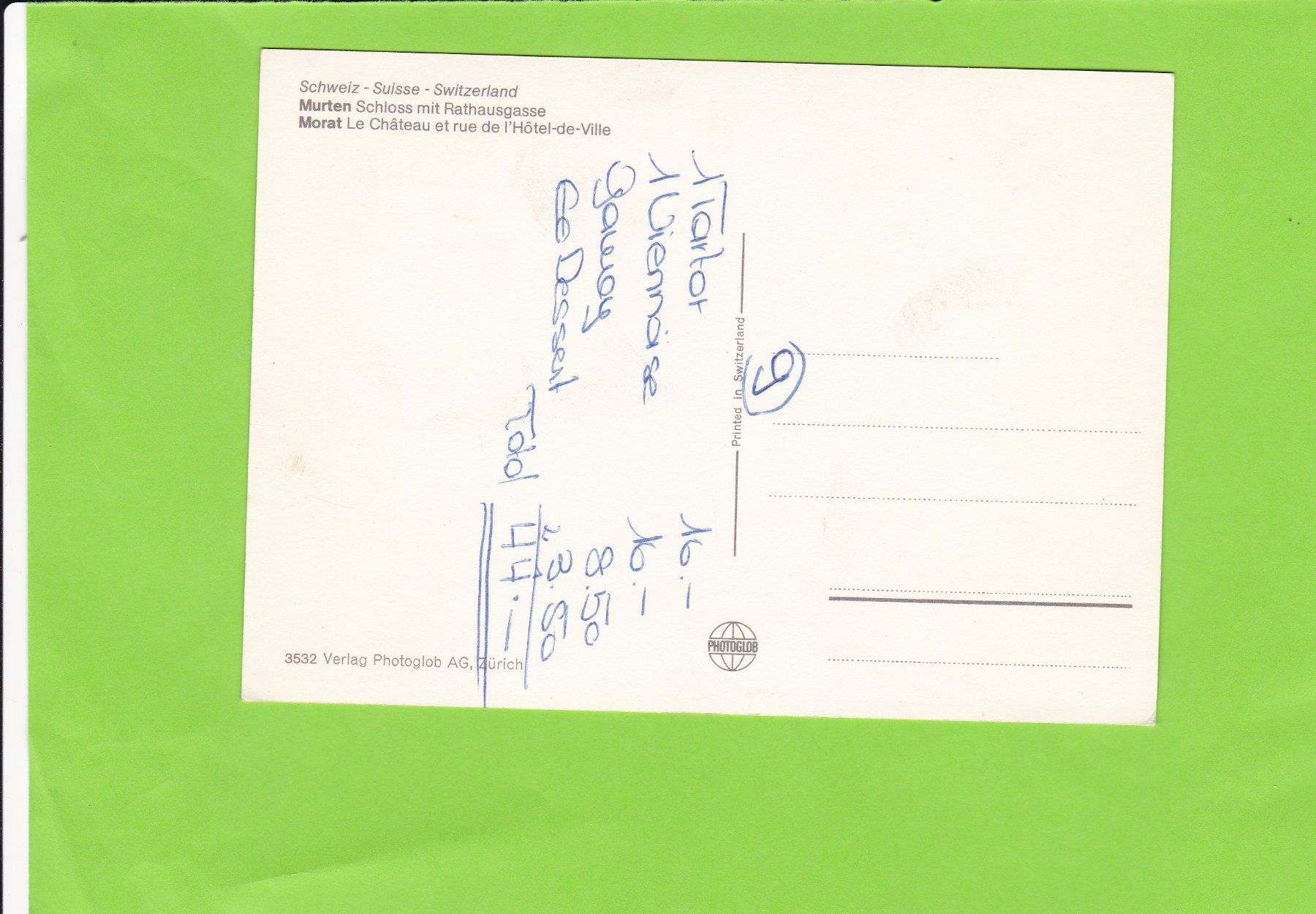 Cartoline postali: Murten-Rathausgasse-Oldtimer-belebt – Usato da St. Peterzell venduto da neckertal 1