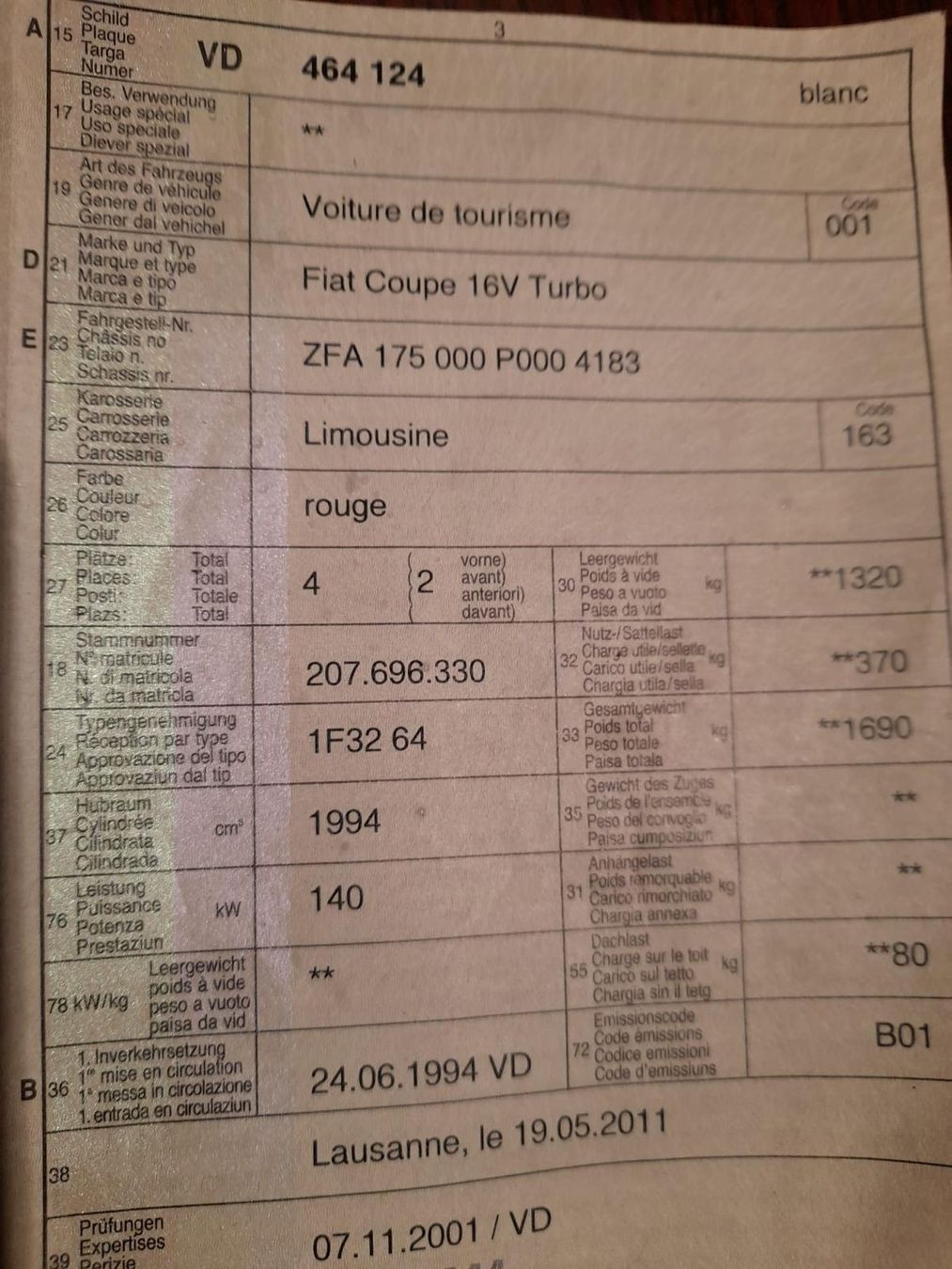 Fiat Automobili: Fiat Coupé 16V Turbo – Difettoso da La Chaux-de-Fonds venduto da Ric_m628 5