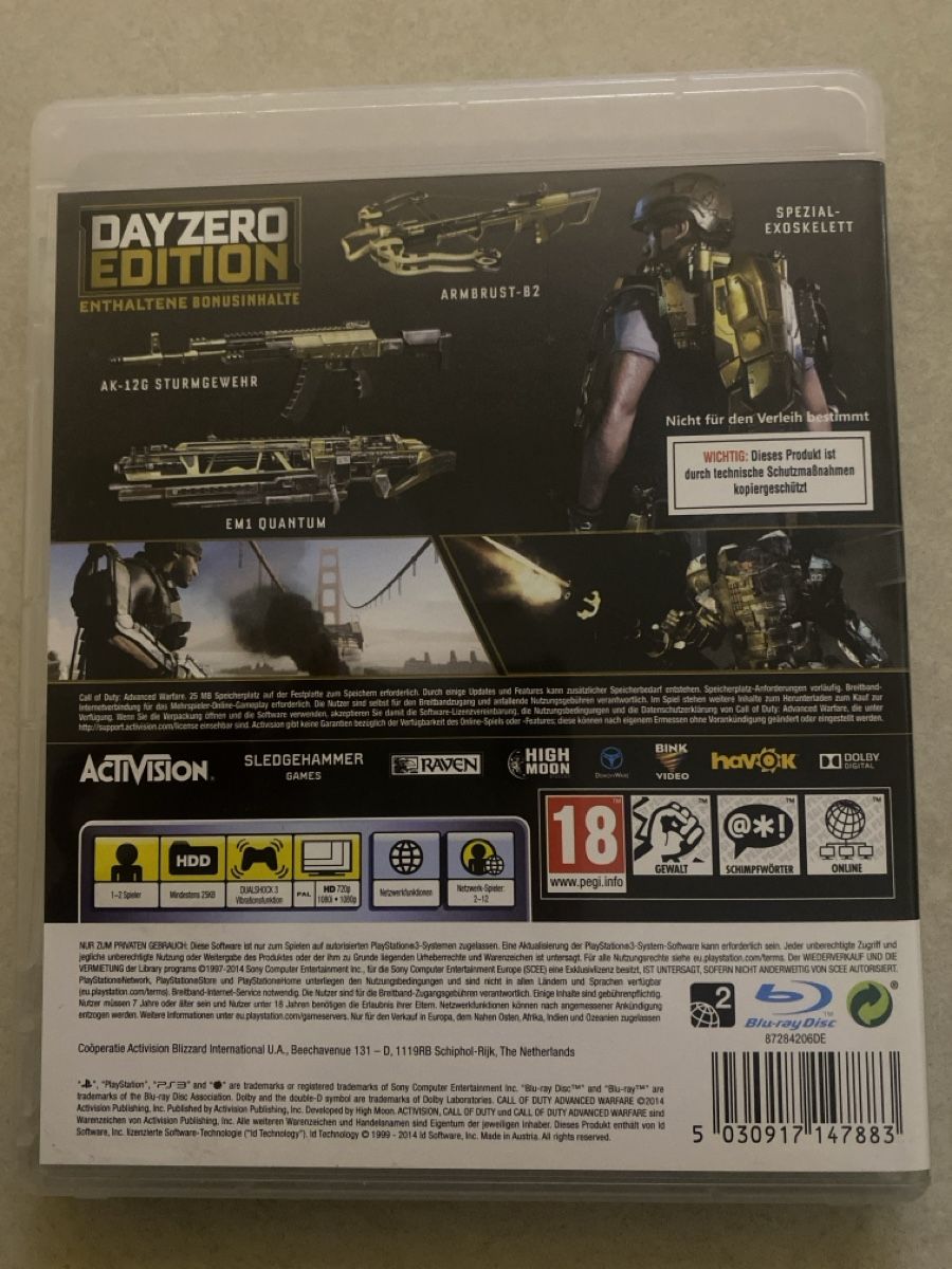 Sony Giochi: Call Of Duty - Advanced Warfare Day Zero Ps3 – Usato da Suhr venduto da SchnapperCH 1
