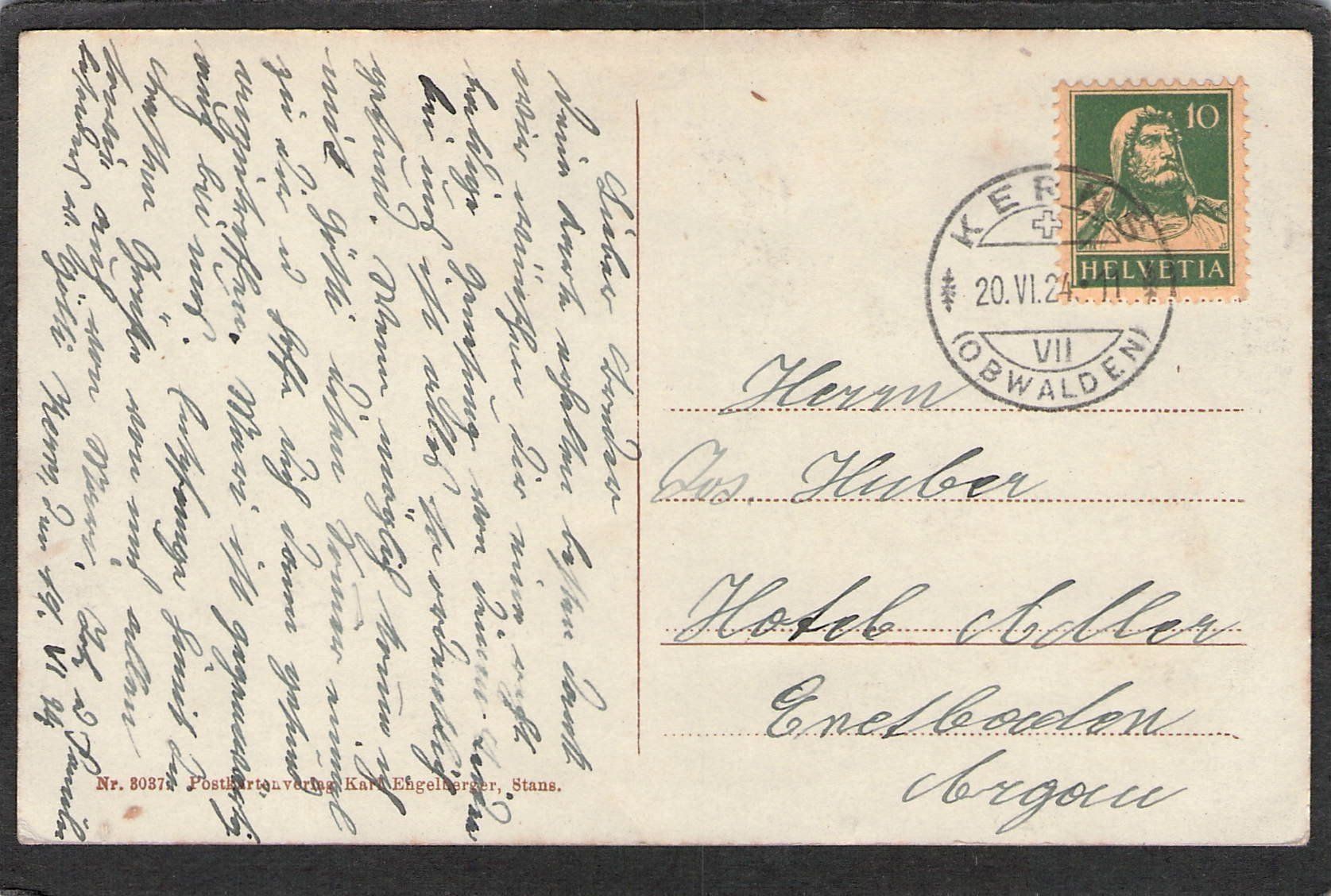 Cartoline postali: ^Kerns mit Stanserhorn ,1924 – Usato da Reichenburg venduto da Pipo-67 1