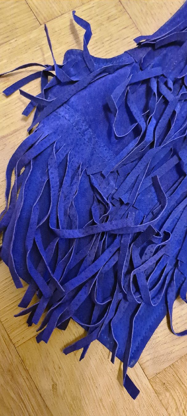 Gilet & Giacche senza maniche: Gilet en cuir daim bleu électrique taille S – Usato da Genève venduto da Saleena 1
