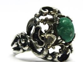 Art Deco Ring Silber 800 grüner Stein Gr. 55 / 6.44 g