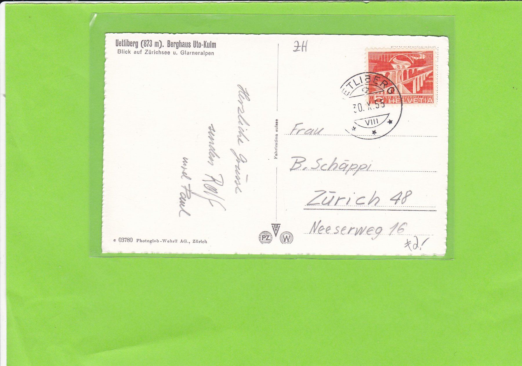 Cartoline postali: Uetliberg, Berghaus Uto-Kulm – Usato da St. Peterzell venduto da neckertal 1