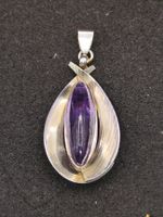 Art Deko 800erSilber Anhänger Amethyst Edelstein Meisterpunz