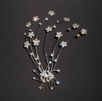 Haarschmuck-Kamm "Fächer" biegbar, mit Kristallblumen