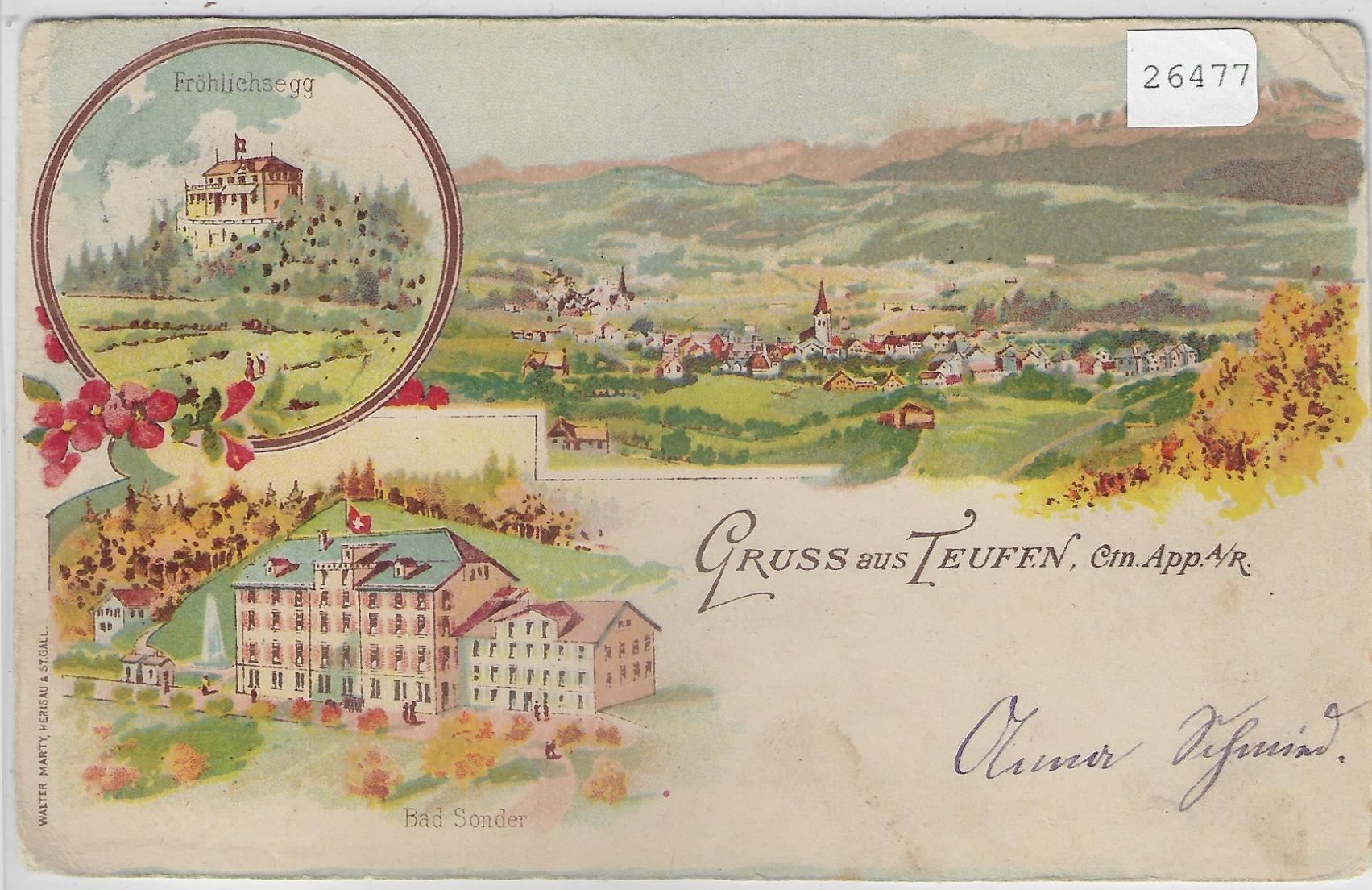 Ansichtskarten: Gruss aus Teufen App. - Litho – Gebraucht aus Ettingen von Kartenplanet
