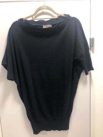 Dunkelblauer Kurzarm-Pullover aus Cashmere