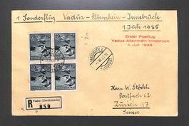 1935 Flugpost F2 Liechtentstein 1. Postflug VADUZ-INNSBRUCK