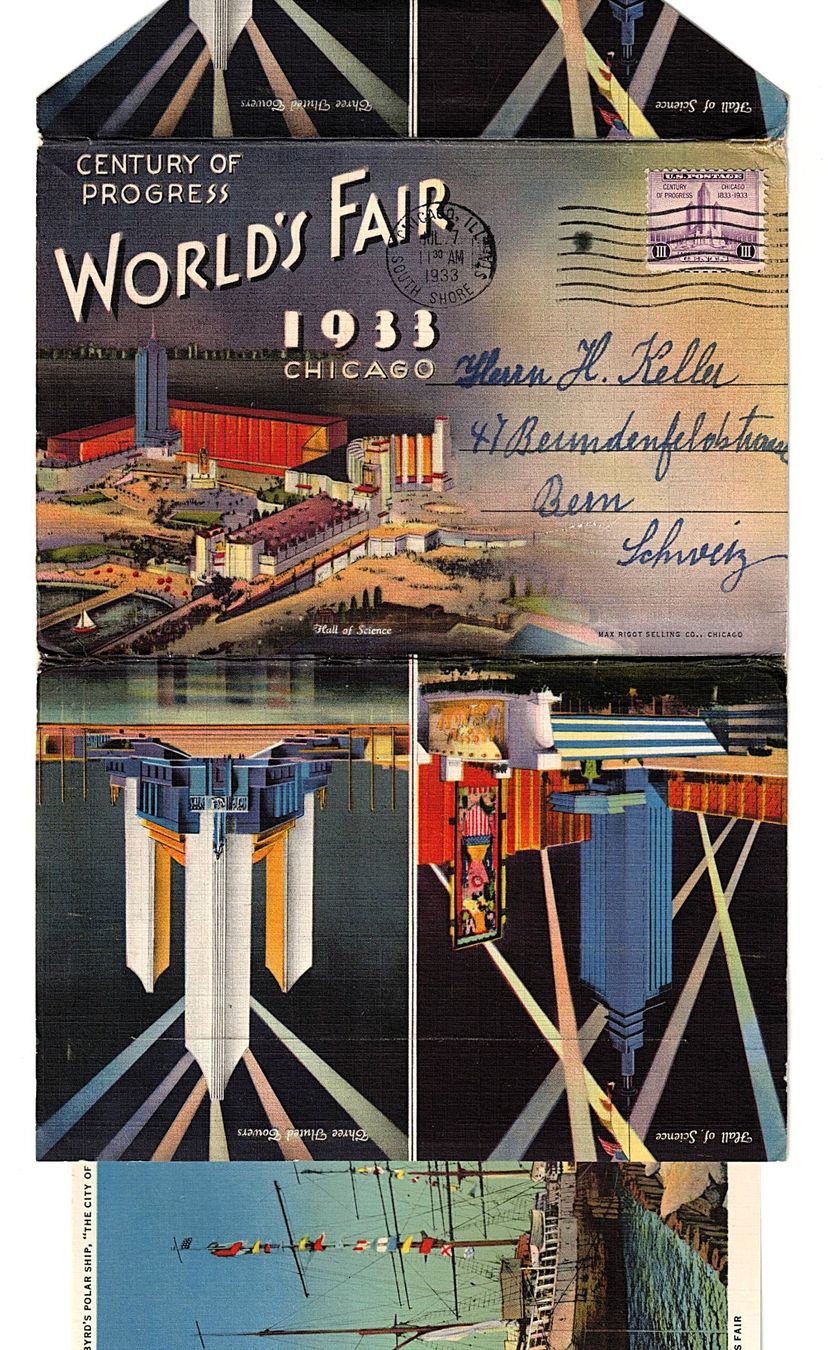 Cartoline postali: Folder Weltausstellung 1933 Chicago - 1933 – Usato da Gossau ZH venduto da granby 1