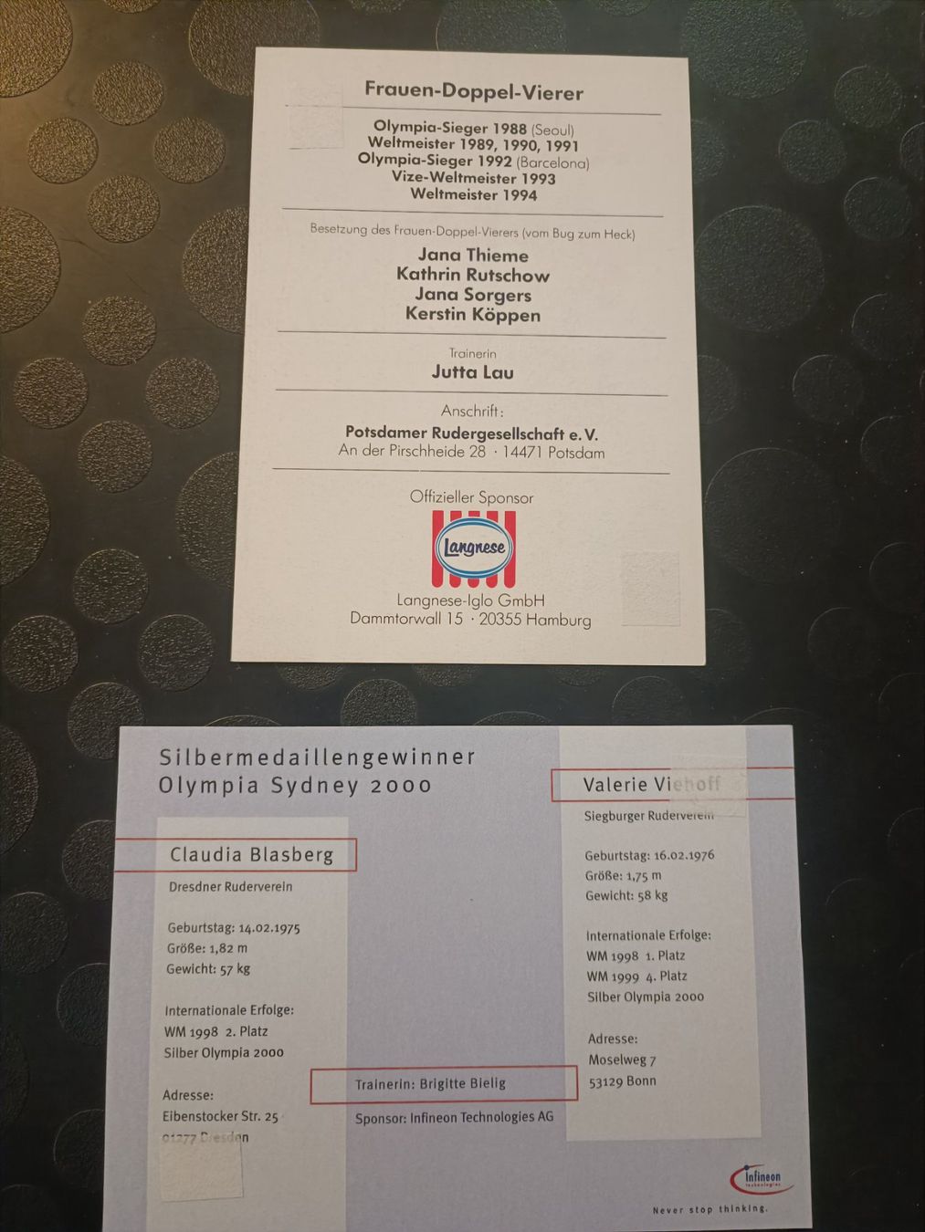 Autogramme: Olympia - Rudern - 2x handsignierte Karten – Gebraucht aus Menziken von Artographs 1