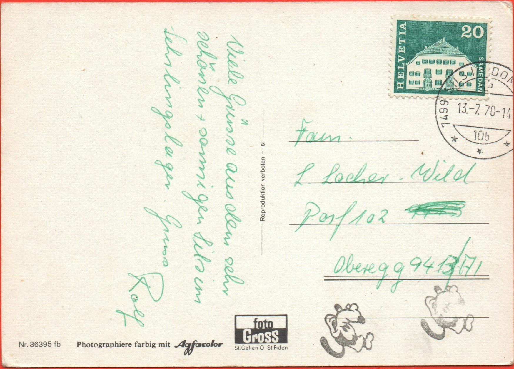 Cartes postales: SAN BERNARDINO GR Auto, VW-Käfer – D'occasion à Jona par philajona 1