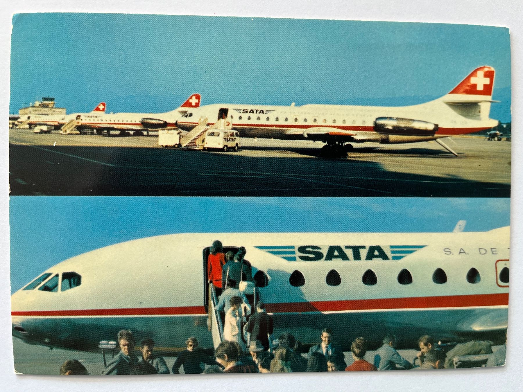 Cartoline postali: Postkarte mit mit 3 SATA Caravelle ca 1977 – Nuovo (secondo la descrizione) da Winterthur venduto da rotkur