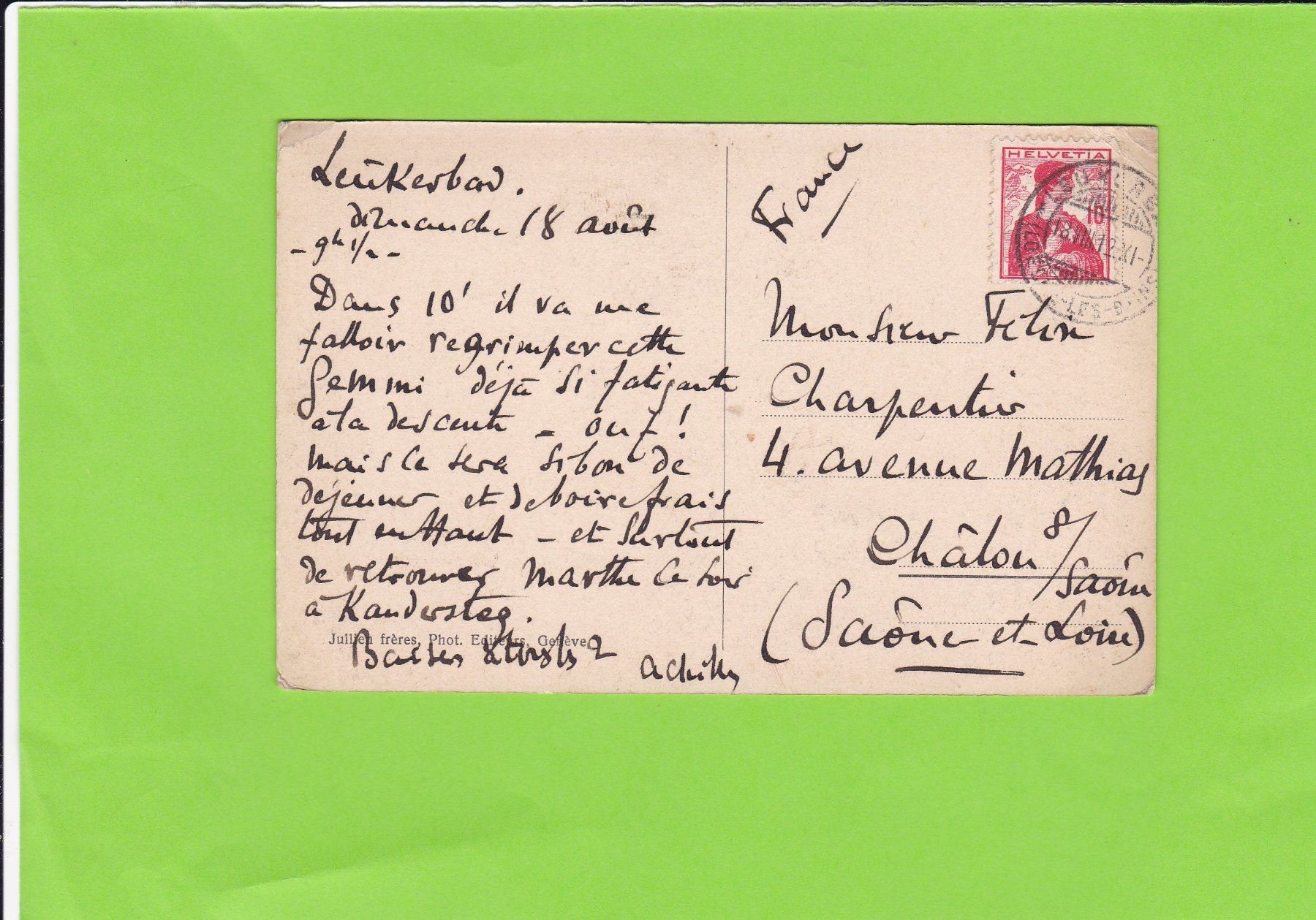Cartoline postali: Passage des Echelles à Leukerbad---1912 – Usato da St. Peterzell venduto da neckertal 1
