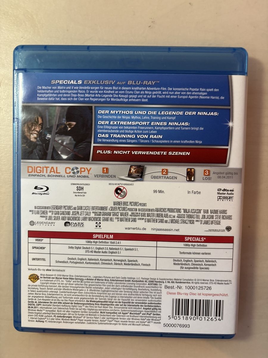 Alle DVDs: Ninja Assassin - Blu-Ray - Top Zustand - Action pur! – Gebraucht aus Ruswil von Slivio_ 1