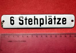 Antikes Hinweisschild, Emaille Eisenbahn oder Bus, Zug