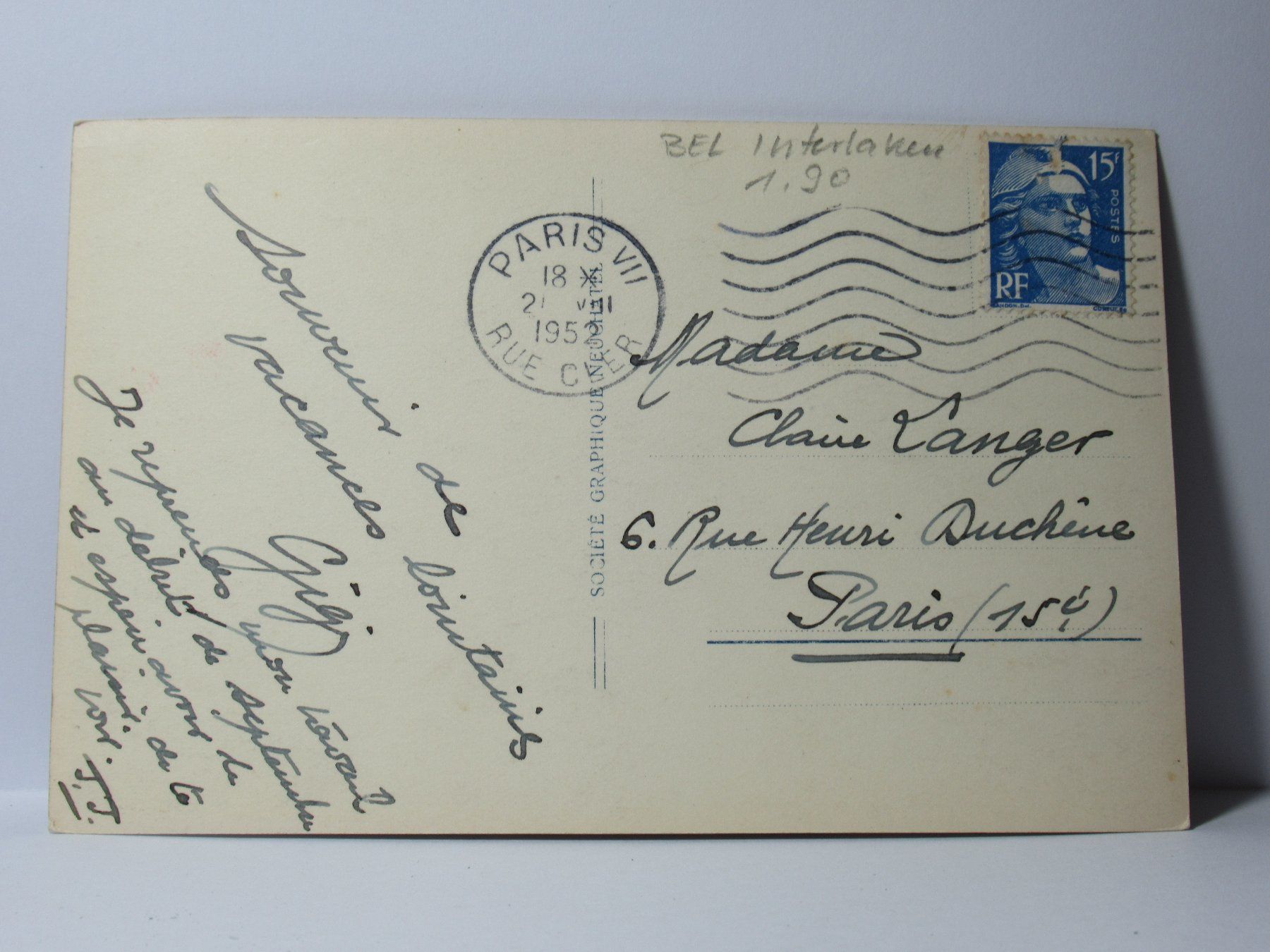 Cartoline postali: Interlaken und Jungfrau 1952 – Usato da Grenchen venduto da Bluemchen1900 1