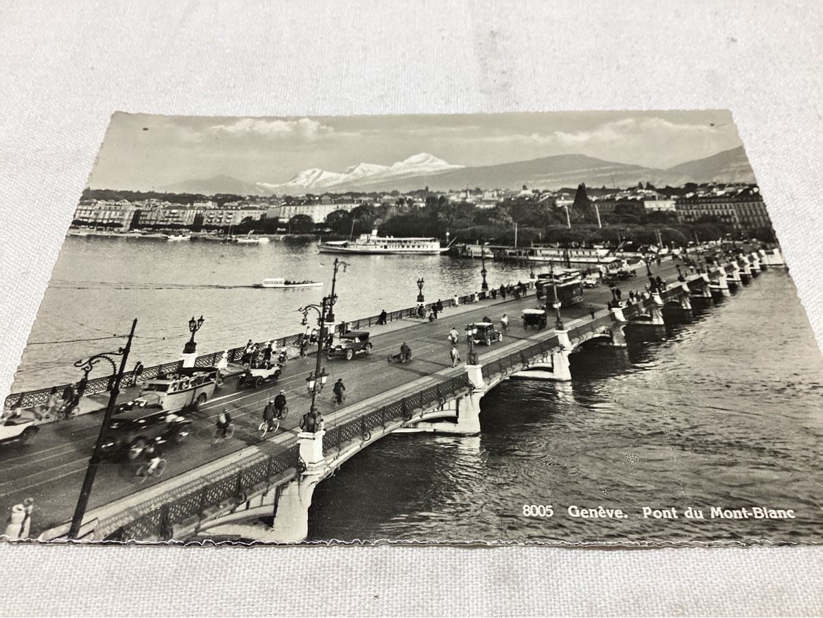 Cartoline postali: Genève  bus voitures trams bateaux 1949 – Usato da Luc (Ayent) venduto da Rebouille