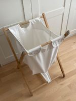 Wäschesack, weisses Leinen, Holzgestell, klappbar (von IKEA)