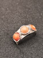 Vintage 925er Silber Ring mit Natur Koralle Top