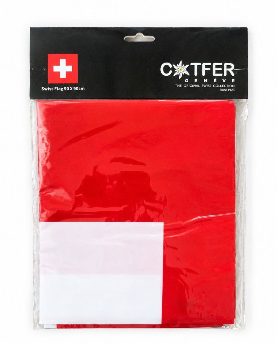 Bandiere: Swiss Flag 90x90cm New – Nuovo e nell'imballaggio originale da Genève venduto da sunsustains