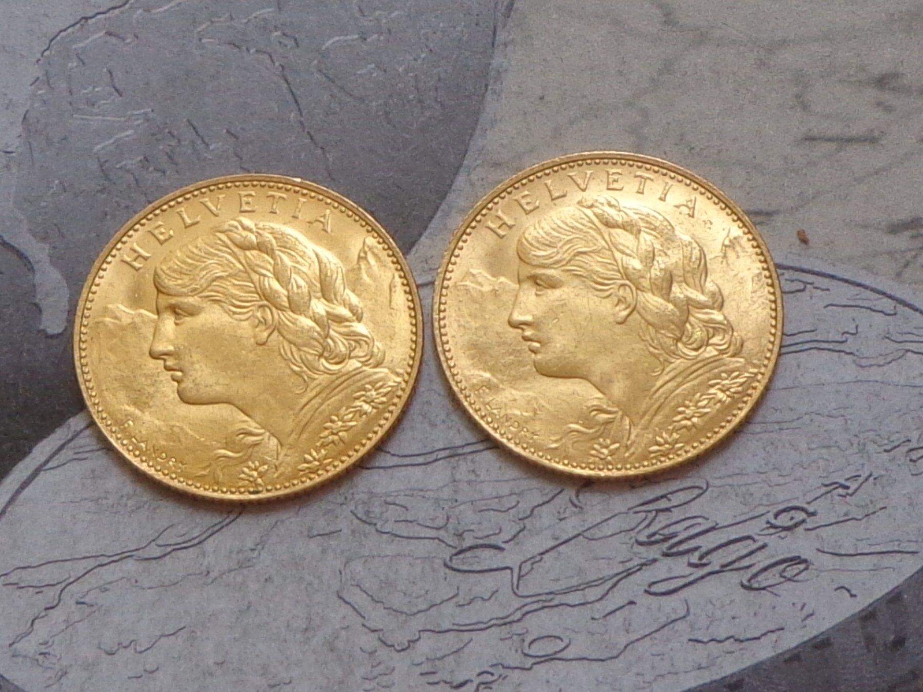 Tutti le monete: Vreneli 2 x 10 Fr. 1915 B - TOP Qualité – Usato da Pully venduto da UCA01 1