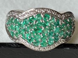 Smaragd Ring, Silber 925, Gr. 60