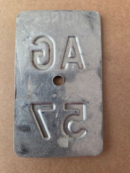 Sachs Schilder: Velonummer AG 57 plaque Velo – Gebraucht aus Schenkon von Uhu007 1