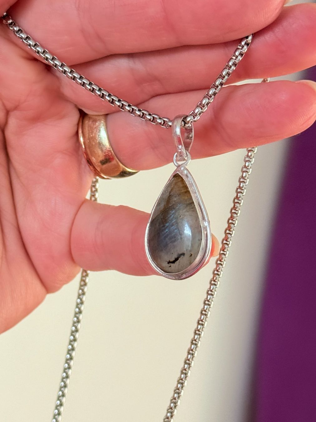 Catenine: Collier élégant avec Labradorite véritable, neuf! – Nuovo e nell'imballaggio originale da Genève venduto da AGBERG 1