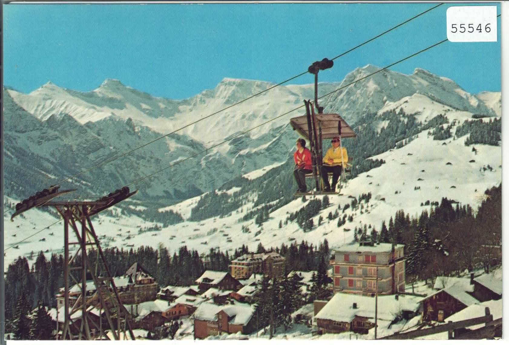 Cartoline postali: Adelboden - Sesselbahn Schwandfeldspitz im Winter – Usato da Ettingen venduto da Kartenplanet
