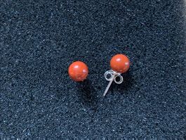Ohrstecker Jaspis Rostbraun, 7mm, 925 Silber