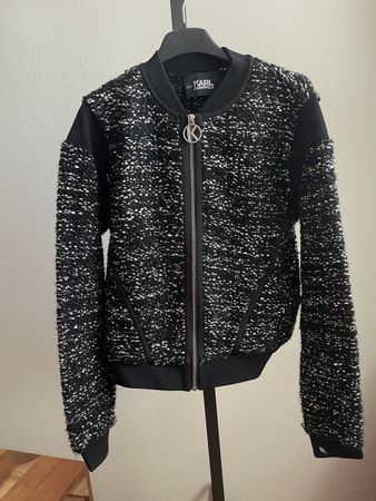 Karl Lagerfeld Bombercardigan schwarz/lurex Grösse S