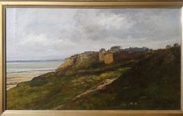 Ölgemälde Landschaft mit Küste und Häusern gerahmt guter ...