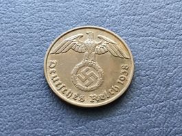 2 Reichspfennig Drittes Reich 1938 J. Ungereinigt