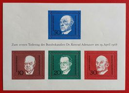 DEUTSCHLAND ADENAUER GASPERI SCHUMAN BLOCK 1968** POSTFRISCH