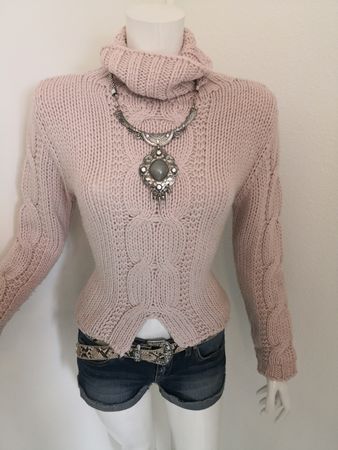 🤩ICM ROLLKRAGEN-STRICK-PULLOVER ROSA