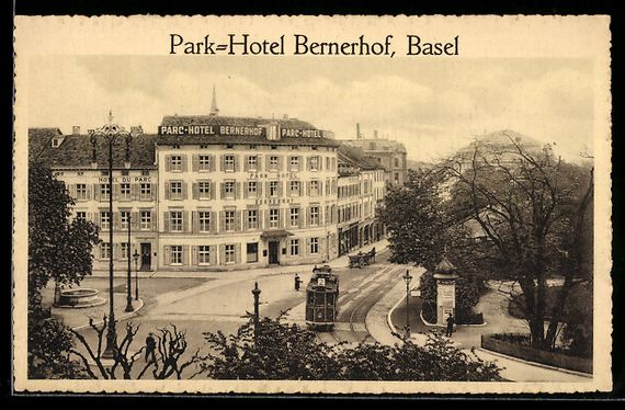 Cartes postales: Basel, Park-Hotel Bernerhof mit Strassen – D'occasion à Berlin par bartko-reher