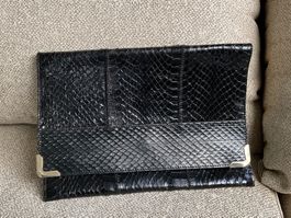 Leder Clutch schwarz