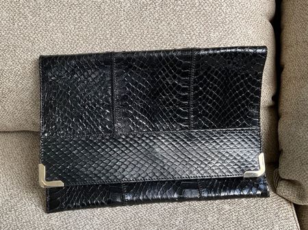 Leder Clutch schwarz
