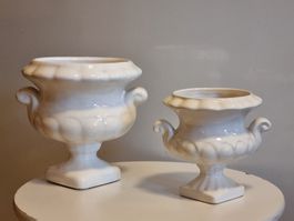 2er Set Pflanzgefässe Weiss Antik Stil Vintage