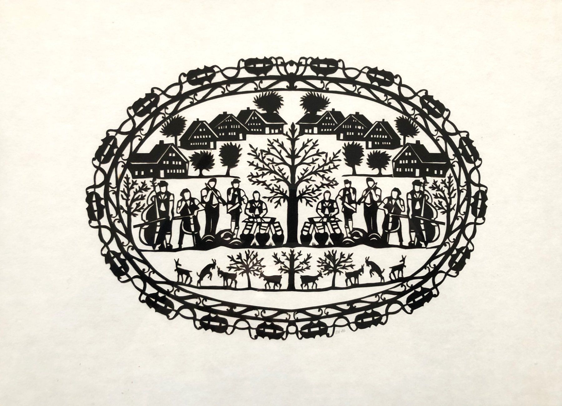 Grafica & Litografie: Orig. Scherenschnitt - "Ländliche Szene" – Usato da Schaffhausen venduto da durruti 1