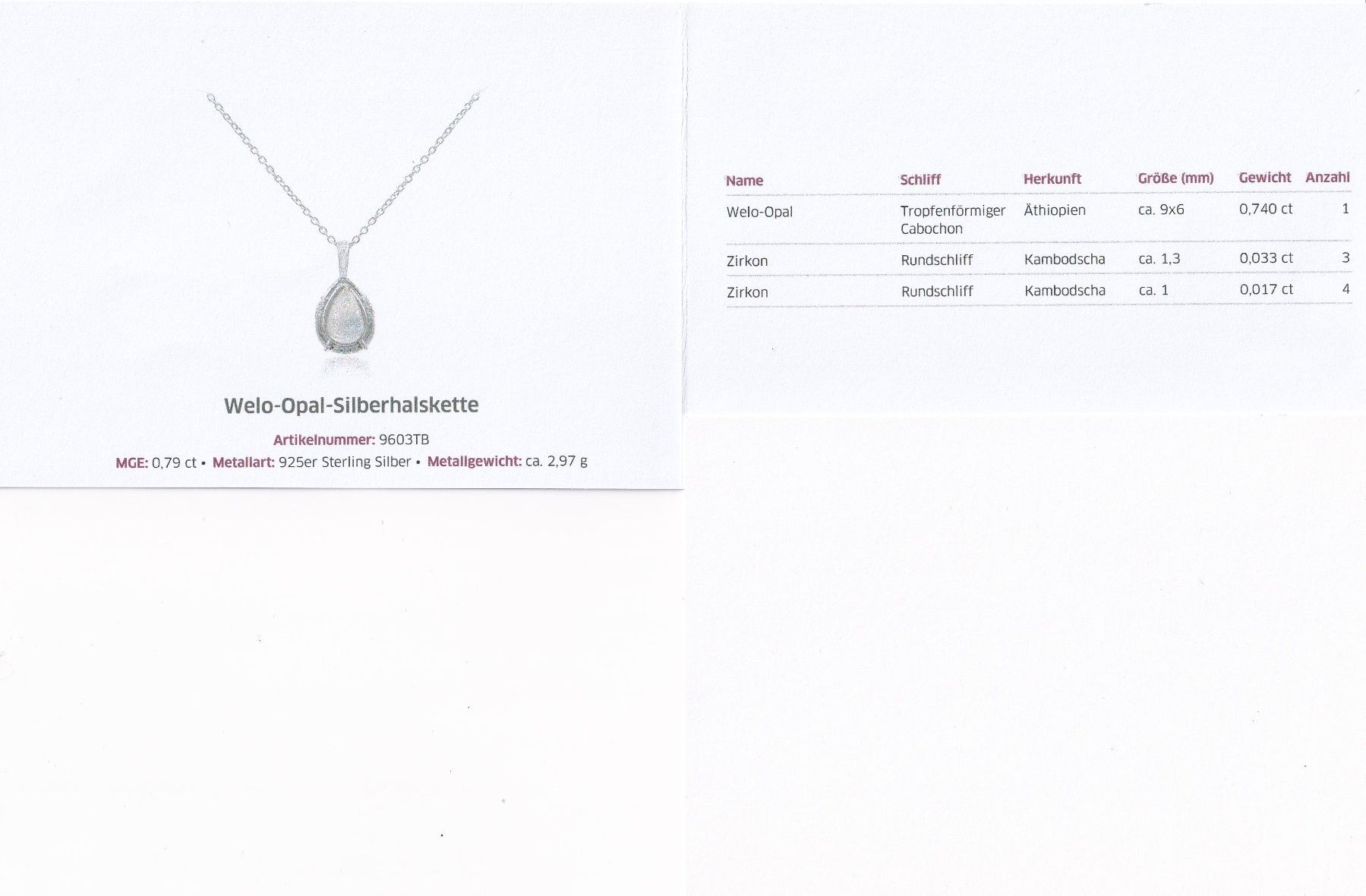 Catenine: Echtschmuck: Welo-Opal Silberhalskette 50 cm. – Nuovo (secondo la descrizione) da Zuchwil venduto da maumauchi 1