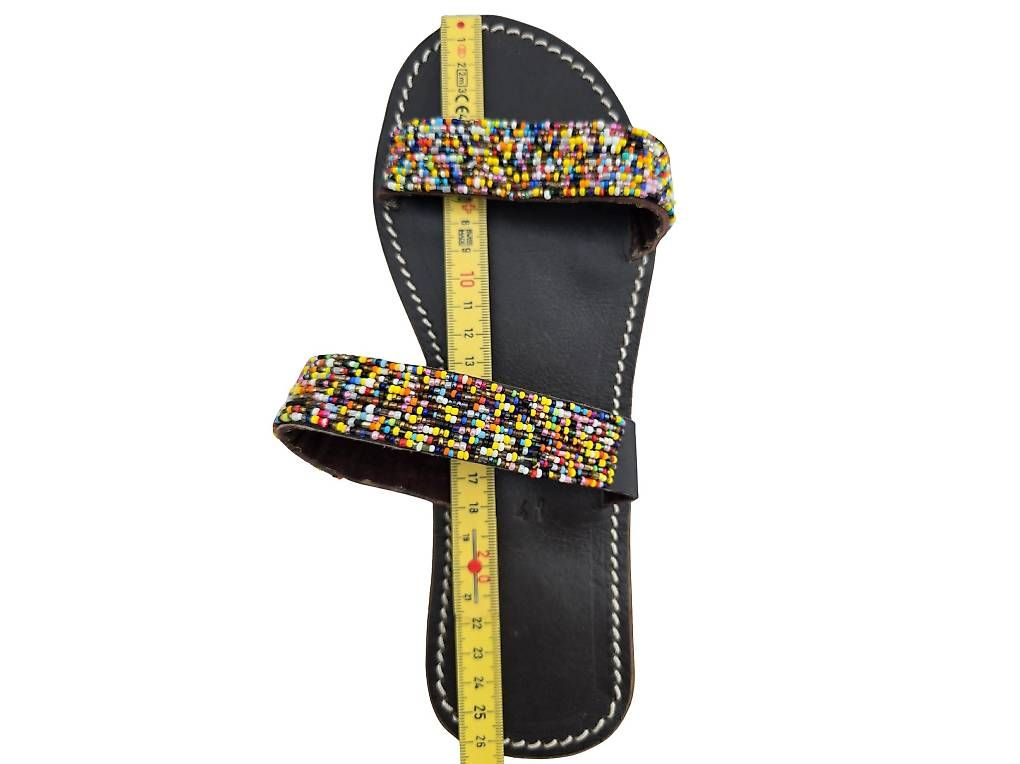Scarpe da donna: Handgemachte Leder-Sandalen - Bunte Perlen 41 – Nuovo e nell'imballaggio originale da Brione s. Minusio venduto da Littleninja 3