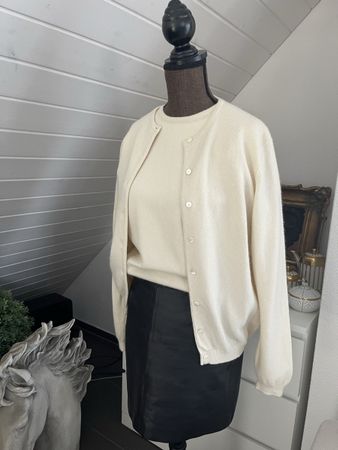 LANDS’ END Vintage Twinset – 100% Kaschmir – Creme – Gr. S
