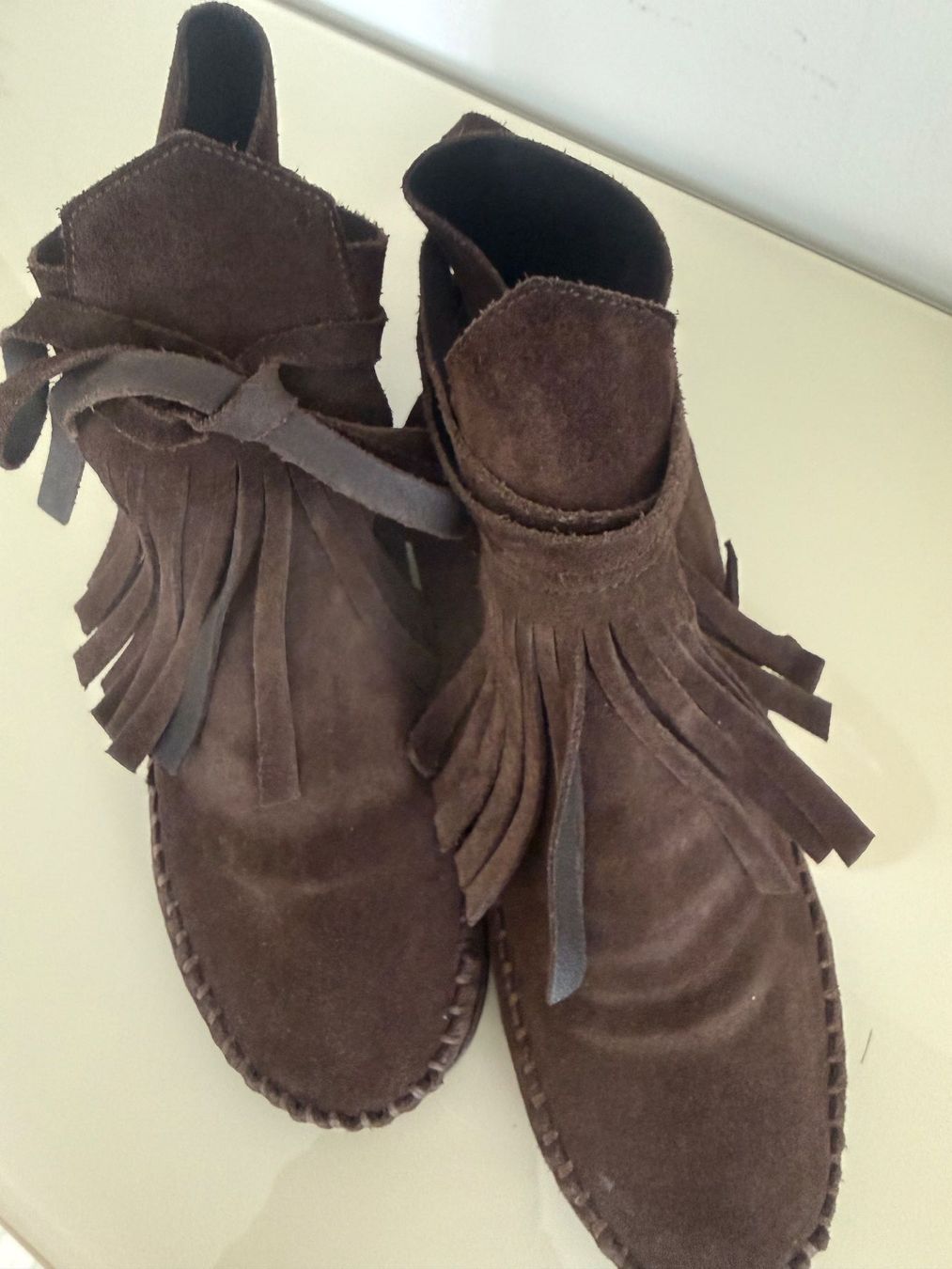 Scarpe da donna: WILDLEDER MOKASSIN FRANSEN BRAUN GR.40 – Usato da Steg im Tösstal venduto da goldlionfree 1