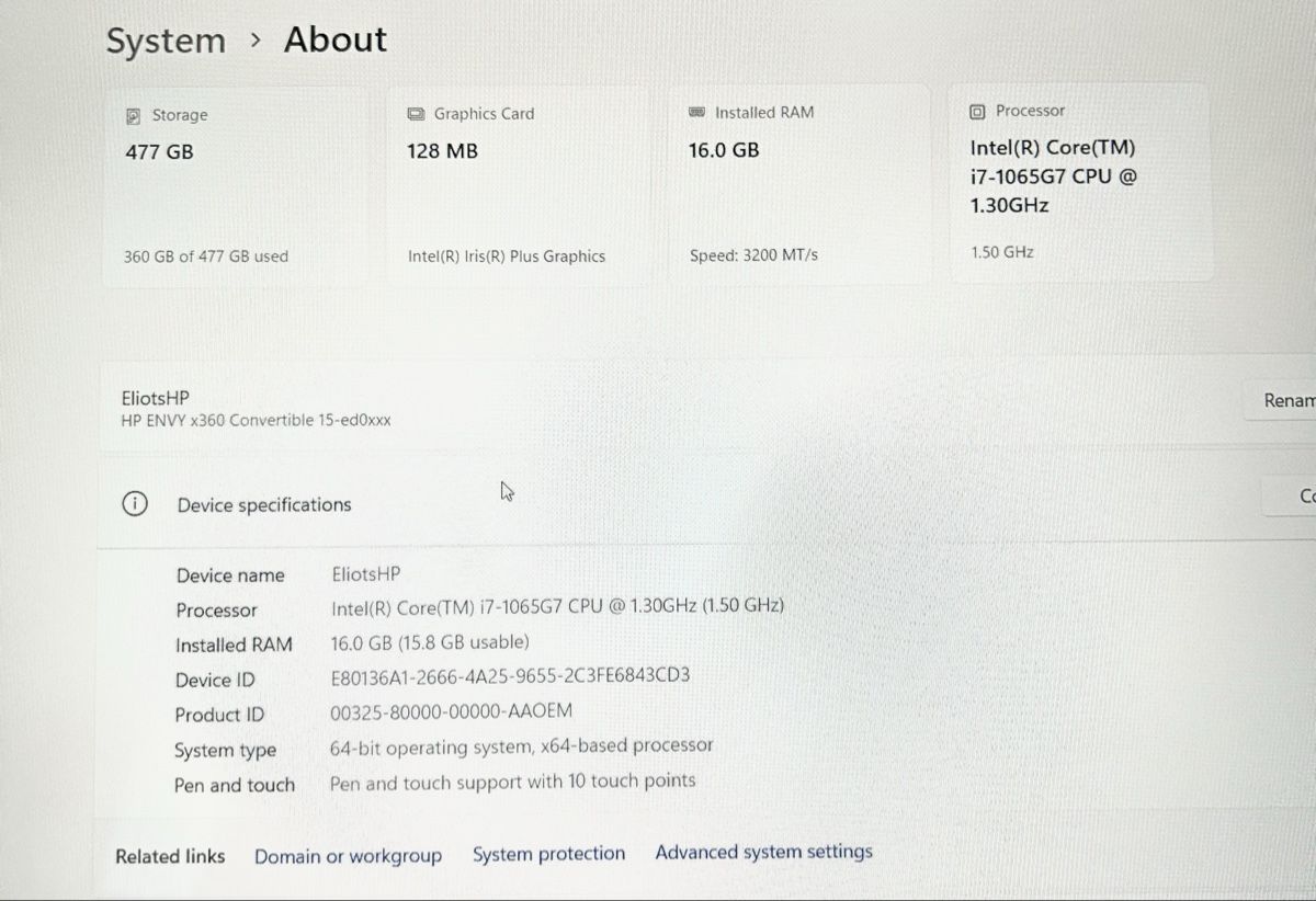 Hewlett Packard Notebooks: HP Envy X360 16GB RAM – Gebraucht aus Langnau am Albis von Eliot.w 5
