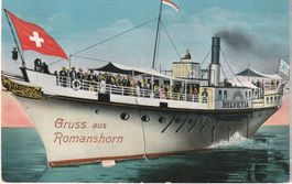 Gruss aus Romanshorn. Dampfschiff mit Leporello