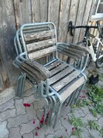 Stapelstühle Metall Holz für Garten Balkon 4er Set
