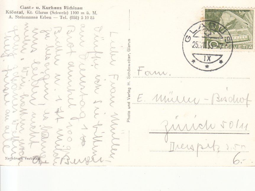 Cartoline postali: Klöntalersee 1955 – Usato da Bürglen TG venduto da StampGraf 1