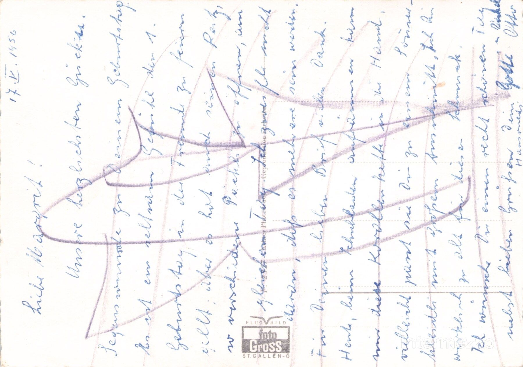 Cartoline postali: Steckborn TG // 1956 Flugbild Bahn SBB Dorf Bodensee – Usato da Basel venduto da intermezzo12 1